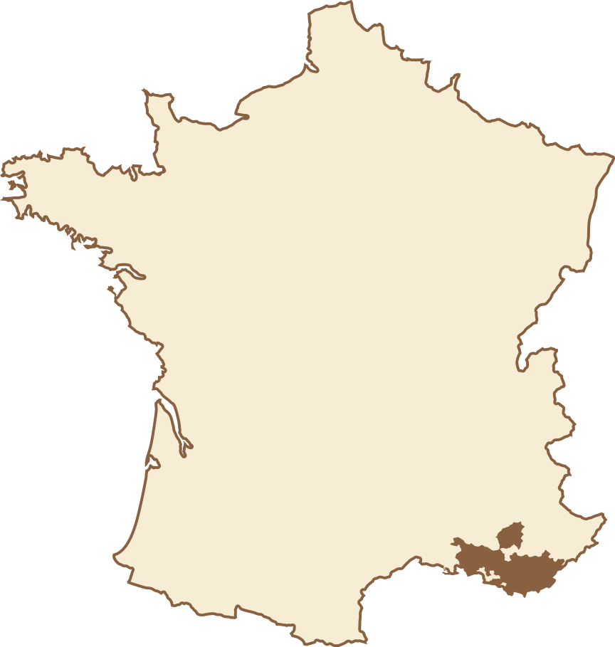 Map of France locating the Bandol appellation, in Provence, south-east